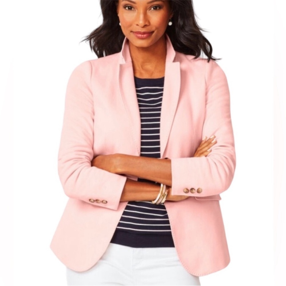 Talbots ABERDEEN KNIT BLAZER pink size 8 petite